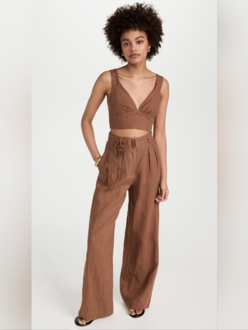 Hevron Alina Wide Leg Pants In Chocolate, Sz 8